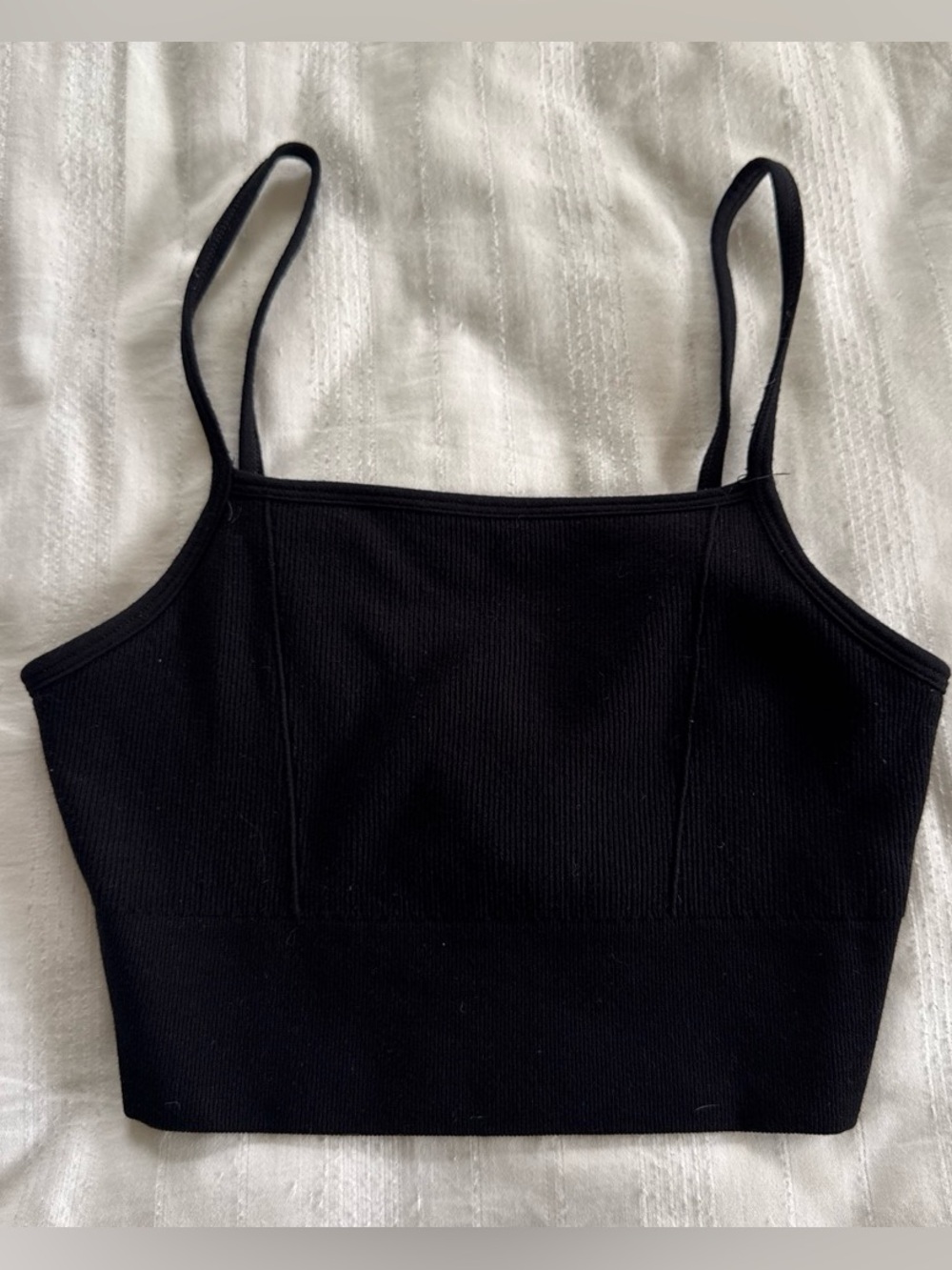 Fabletics Black Ribbed Cropped Camisole